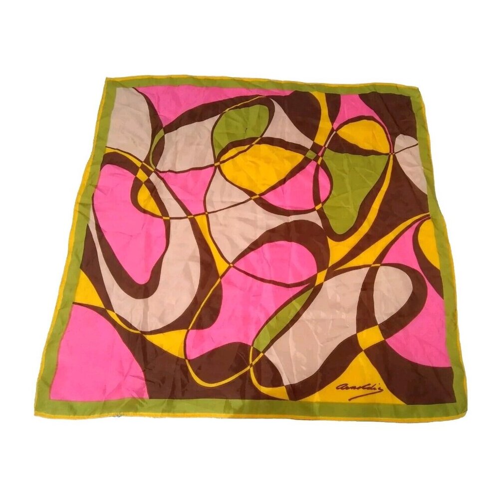 Vtg. Scarf Arnoldis? Retro Optic Psychedlic Japan 25.5" X 26" (Almost) READ